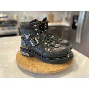 Harley-Davidson Men's Brake Buckle Biker 6" Leather Motorcycle Boot Size 10